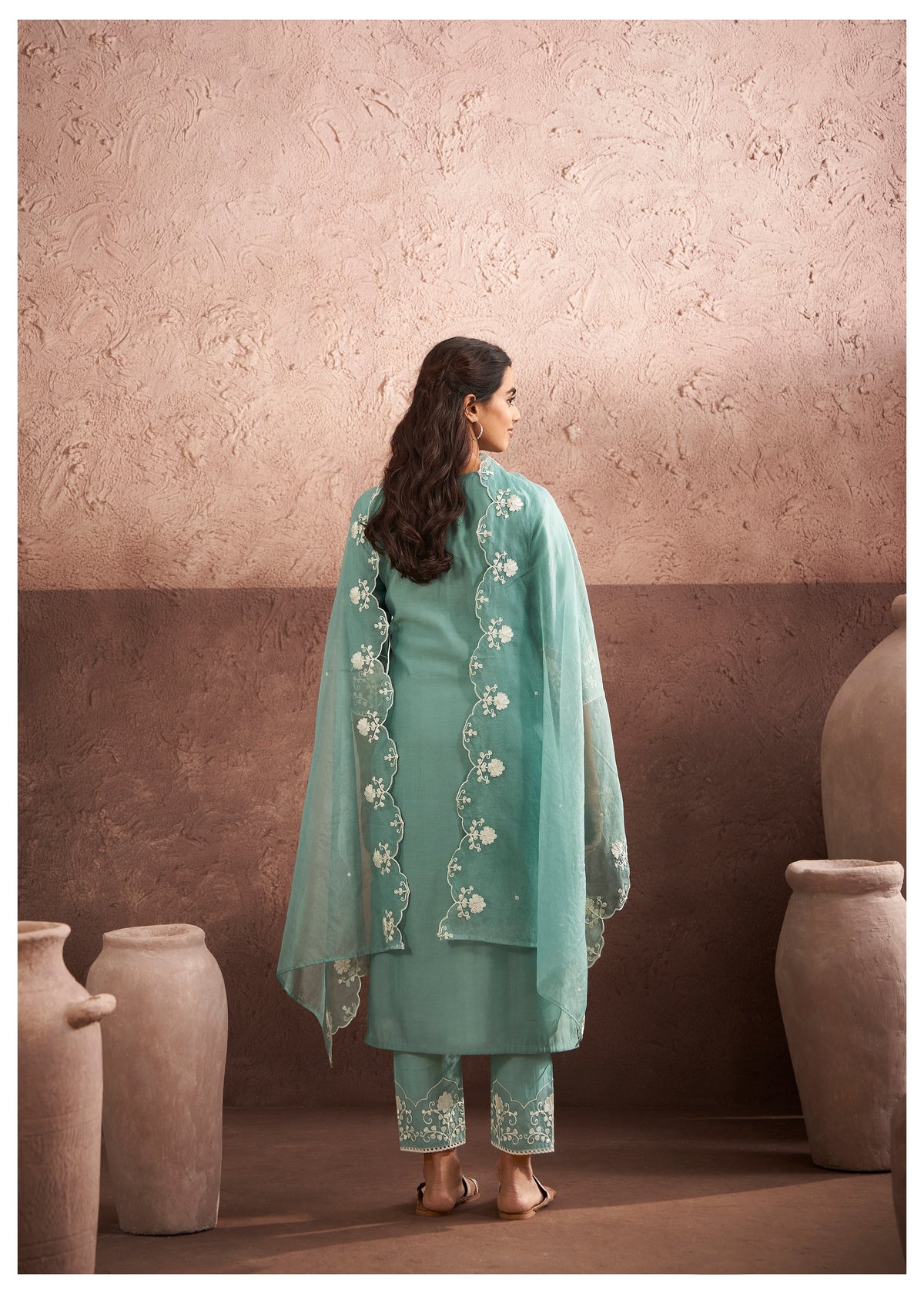 Lisba Teal Embroidered Lawn Suit Set