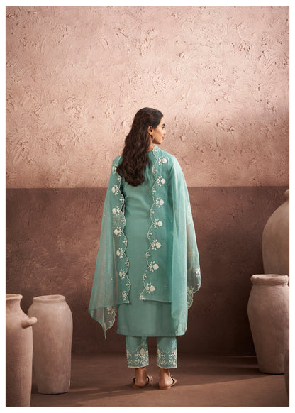 Lisba Teal Embroidered Lawn Suit Set