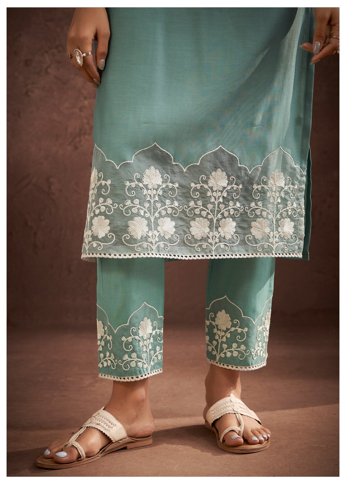 Lisba Teal Embroidered Lawn Suit Set