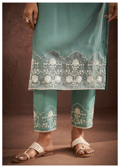 Lisba Teal Embroidered Lawn Suit Set