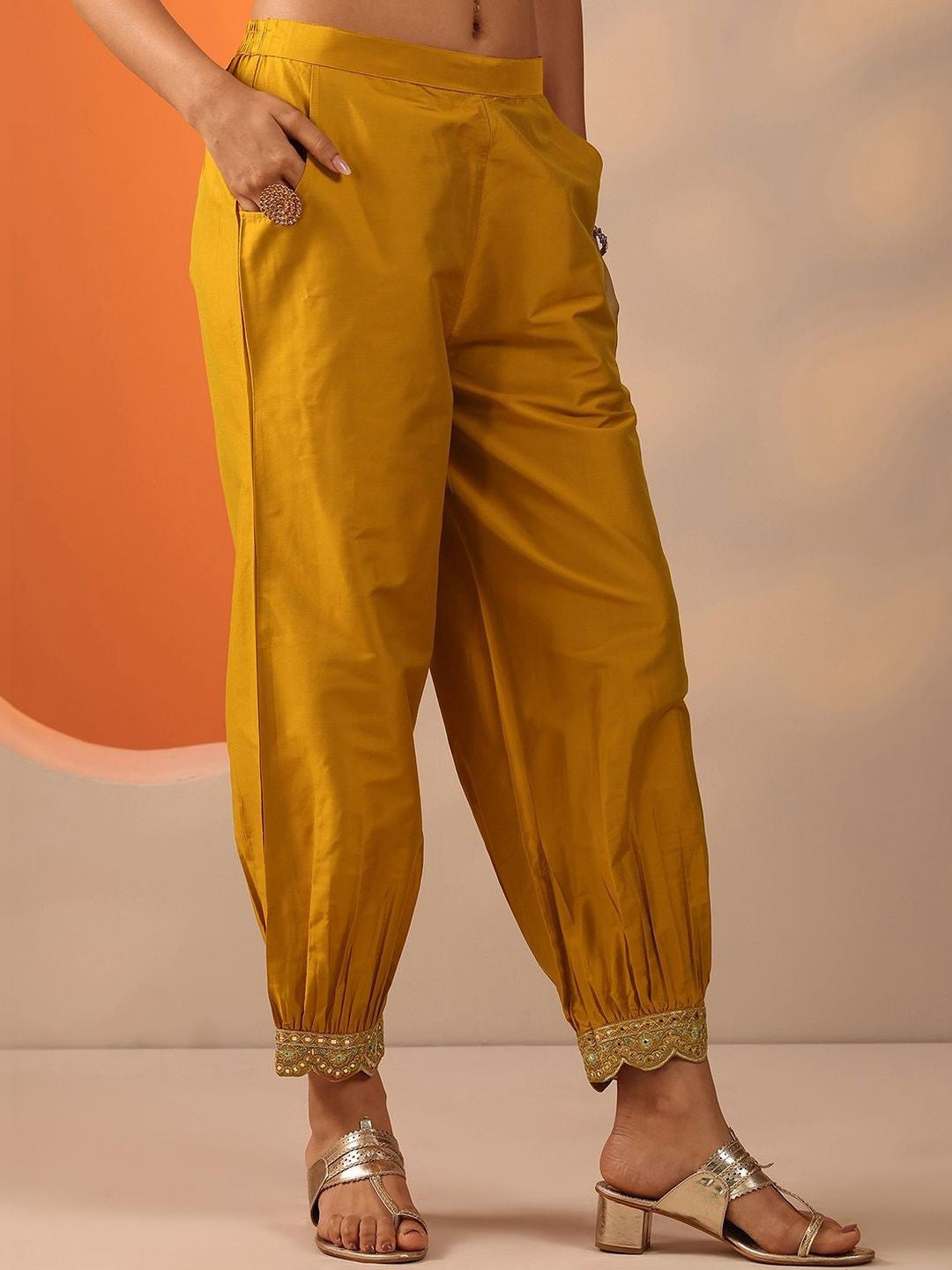 Women Ethnic Motifs Embroidered Regular Sequinned Kurta with Salwar