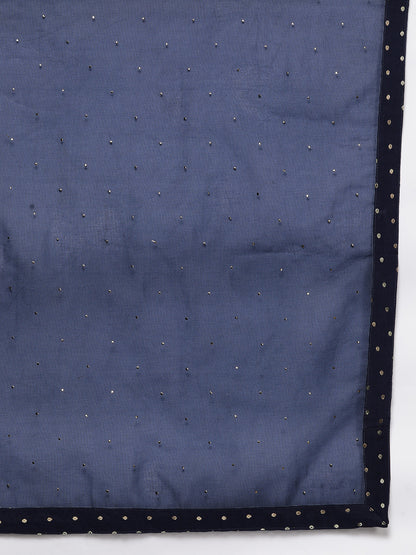 Women Embroidered Thread Work Chanderi Silk Kurta with Trousers & With
