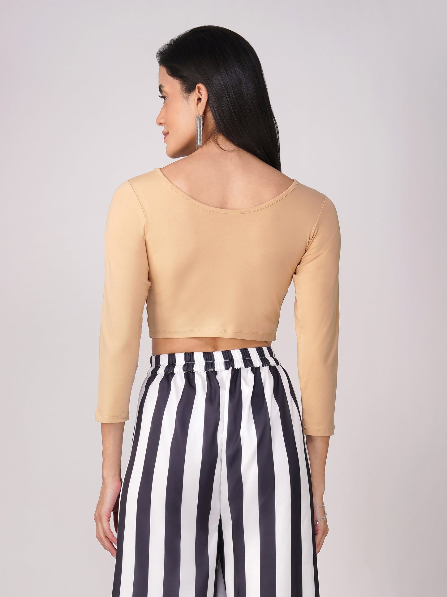 Dhiyona ST Women's ComfortEase 4-Way Stretch Nude Long Sleeve Blouse