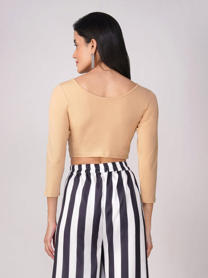 Dhiyona ST Women's ComfortEase 4-Way Stretch Nude Long Sleeve Blouse