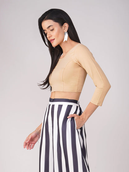 Dhiyona ST Women's ComfortEase 4-Way Stretch Nude Long Sleeve Blouse