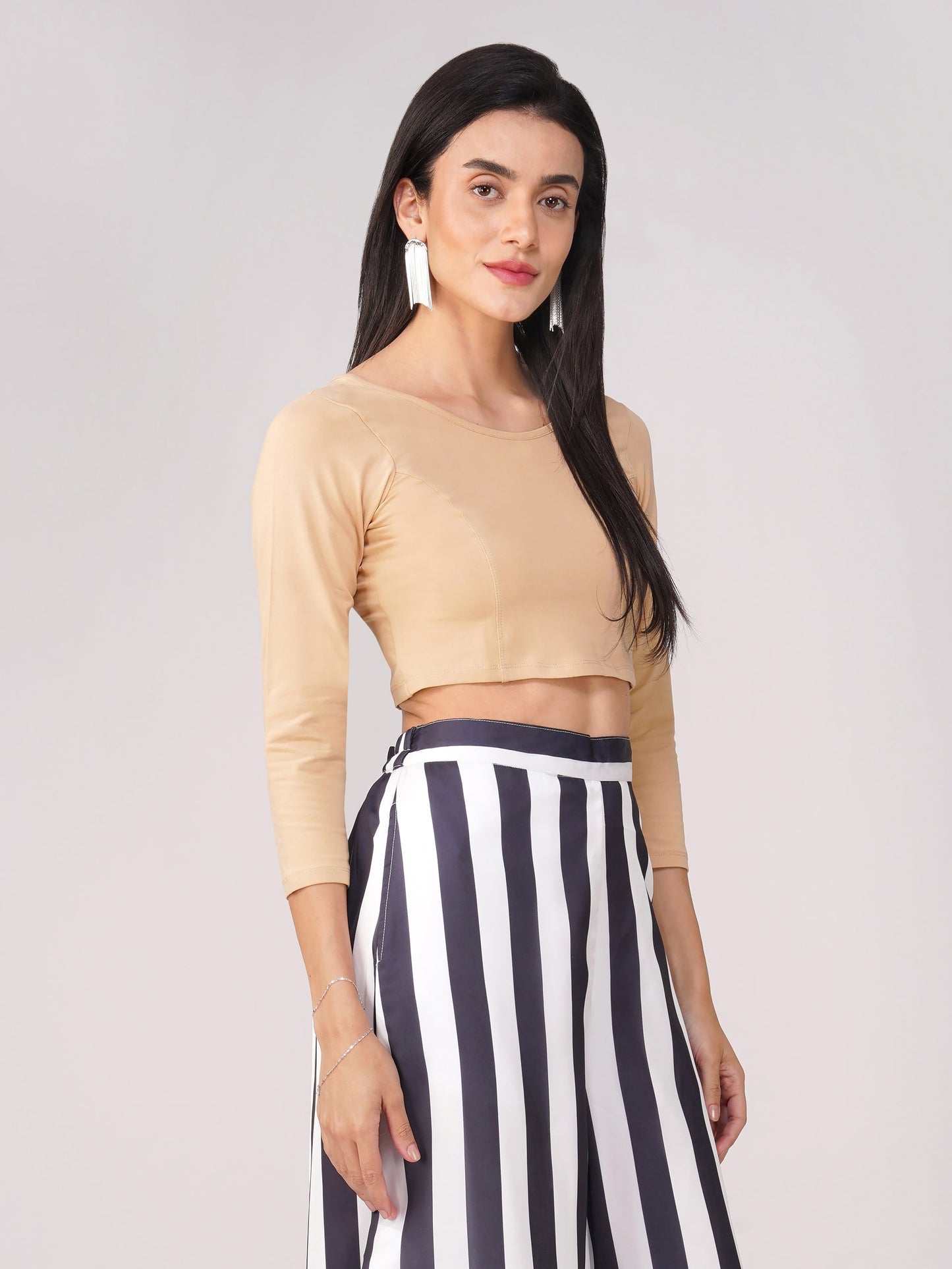 Dhiyona ST Women's ComfortEase 4-Way Stretch Nude Long Sleeve Blouse