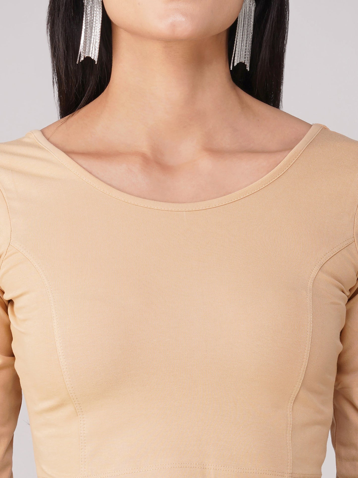 Dhiyona ST Women's ComfortEase 4-Way Stretch Nude Long Sleeve Blouse