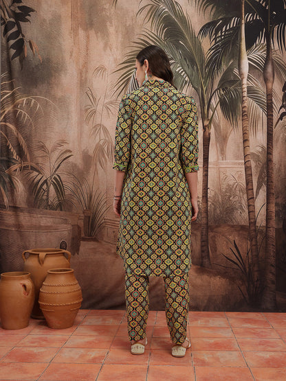 Ethnic Motifs Print Regular Pure Cotton Kurta with Trousers