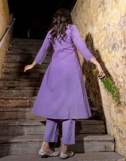 SNEHA LILAC COTTON EMBRODIERED KURTA PANT SET