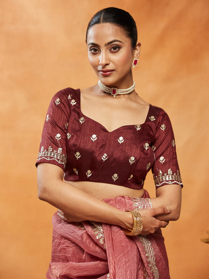 Dhiyona KS Women's Embellished Sequinned Embroidered Organza Saree