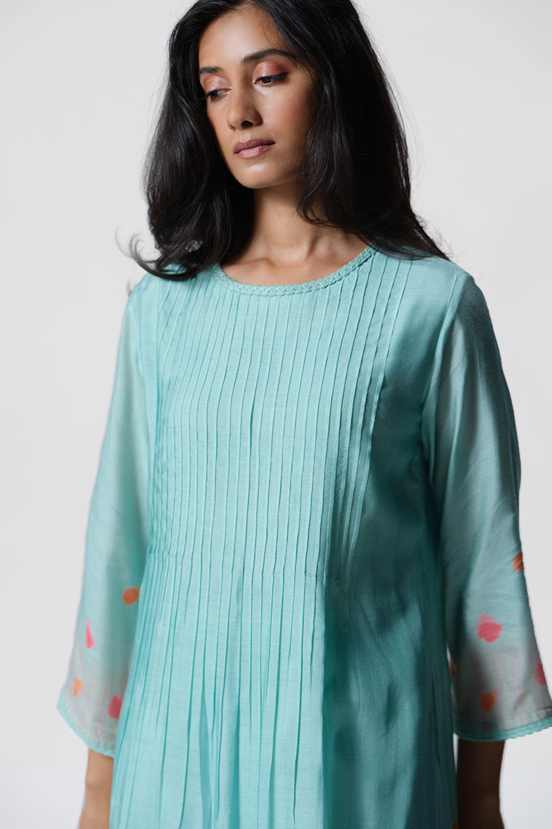 Women's Sea Blue Pintuck Co-ord Set