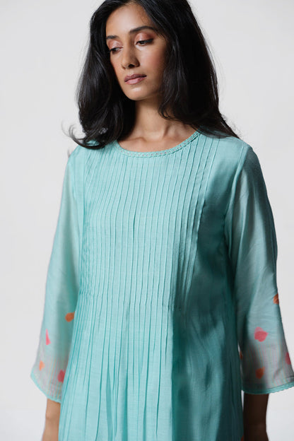 Women's Sea Blue Pintuck Co-ord Set