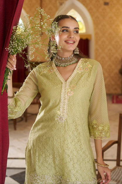 Anumeha sage embroidery co-ord set