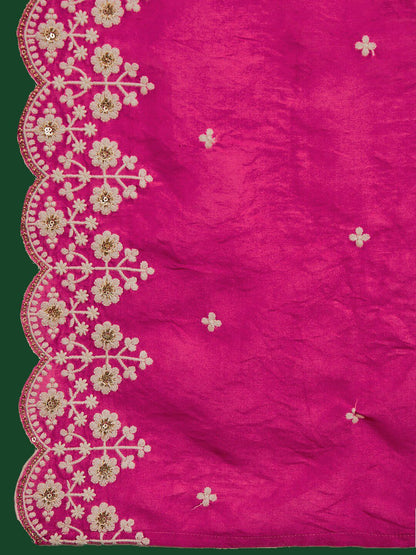 Dhiyona SN Floral Printed Beads & Stones Zari Straight Kurta With Palazzo & Dupatta