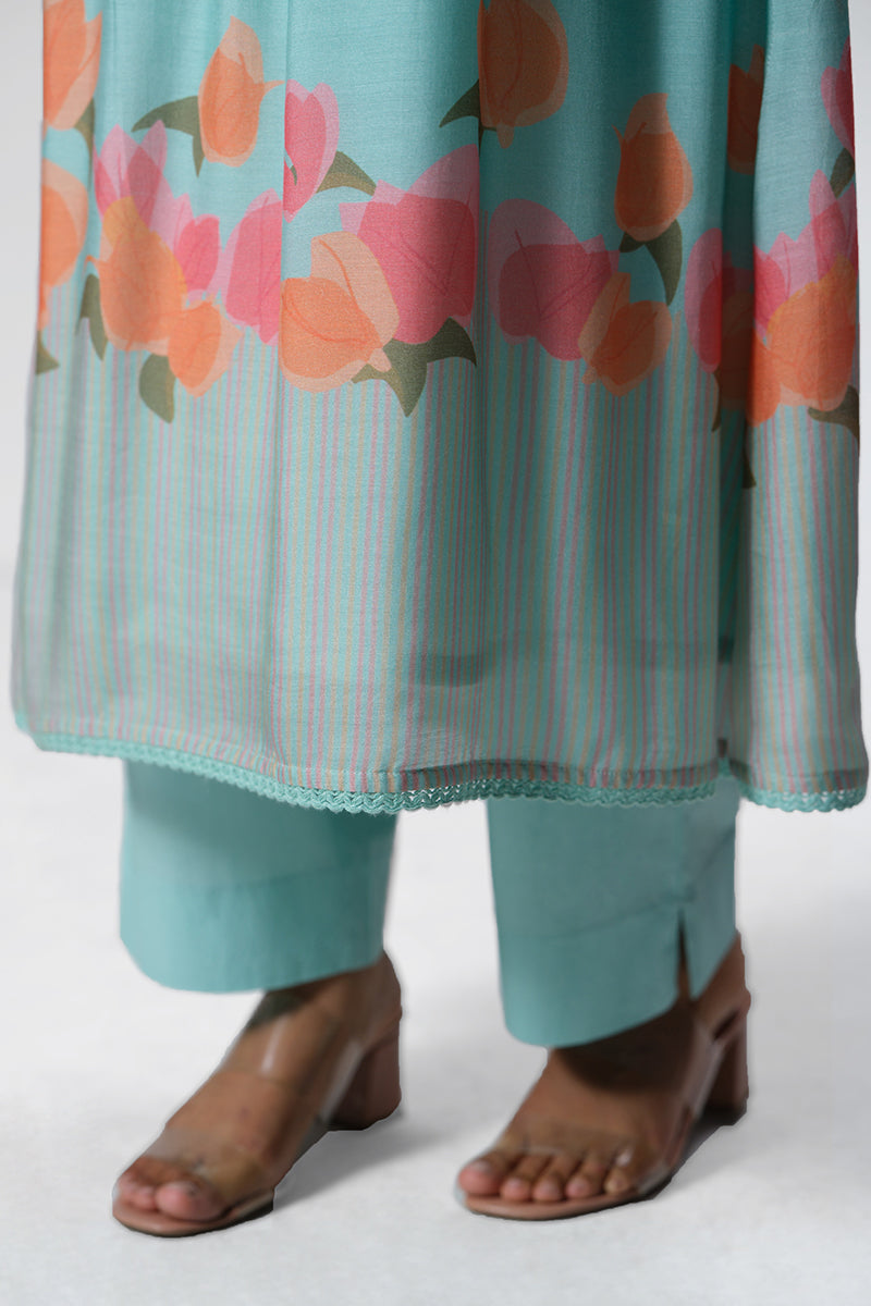Women's Sea Blue Pintuck Co-ord Set