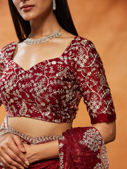 Dhiyona KS Women's Embellished Embroidered Sequinned  Saree