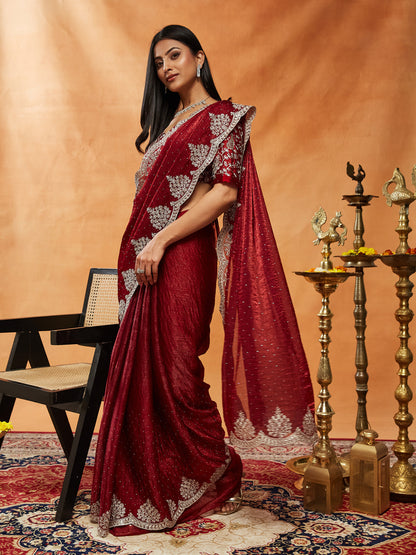Dhiyona KS Women's Embellished Embroidered Sequinned  Saree