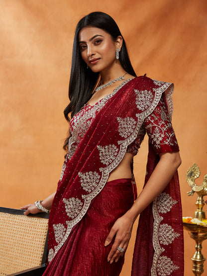 Dhiyona KS Women's Embellished Embroidered Sequinned  Saree
