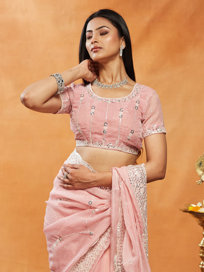 Dhiyona KS Women's Sequinned Embroidered Pure Chiffon Saree