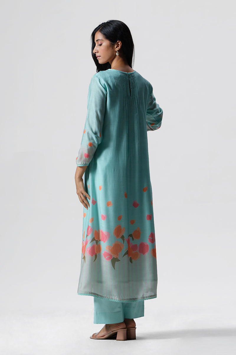 Women's Sea Blue Pintuck Co-ord Set
