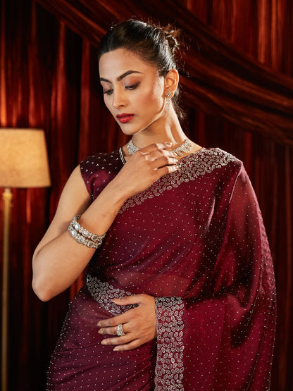 Dhiyona KS Women's Embellished Beads and Stones Saree