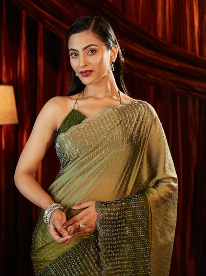 Dhiyona KS Women's Ombre Beads and Stones Saree