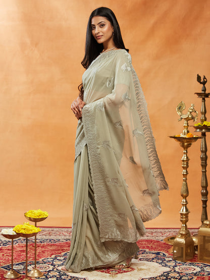 Dhiyona KS Women's Embellished Embroidered Saree