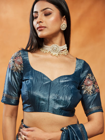 Dhiyona KS Women's Floral Embroidered Beads and Stones Saree