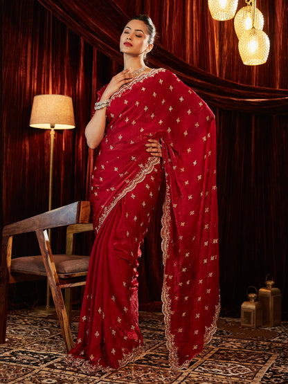 Dhiyona KS Women's Embellished Sequinned Saree