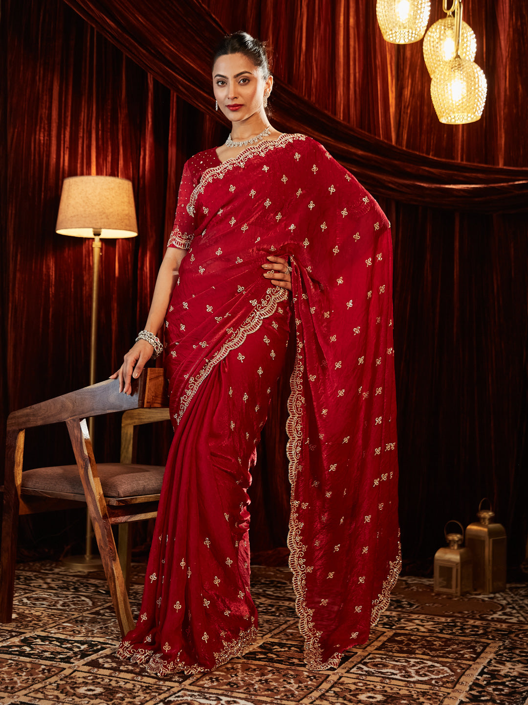 Dhiyona KS Women's Embellished Sequinned Saree