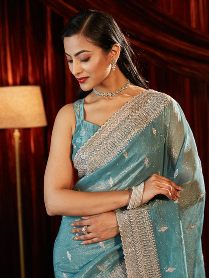 Dhiyona KS Women's Embellished Embroidered Pure Chiffon Saree