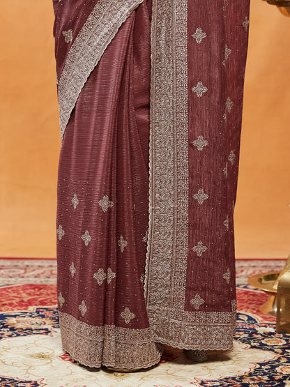Dhiyona KS Women's Embellished Embroidered Pure Chiffon Saree
