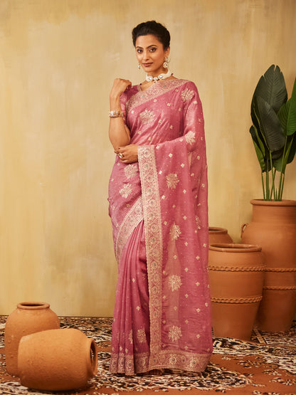 Dhiyona KS Women's Embellished Embroidered Pure Chiffon Saree