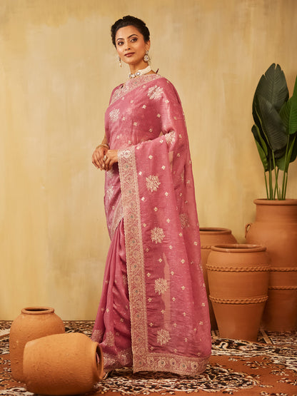 Dhiyona KS Women's Embellished Embroidered Pure Chiffon Saree