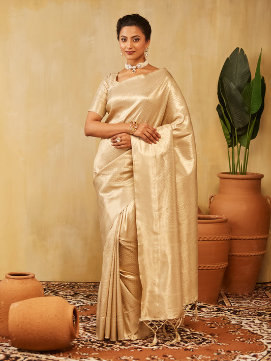 Dhiyona KS Women's Woven Design Zari Banarasi Saree