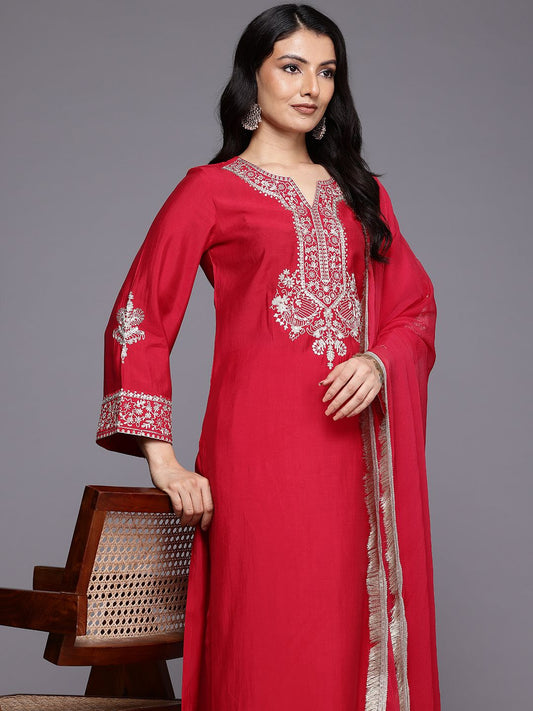 Dhiyona VA Women'sEthnic Motifs Yoke Design Kurta With Trousers & Dupatta