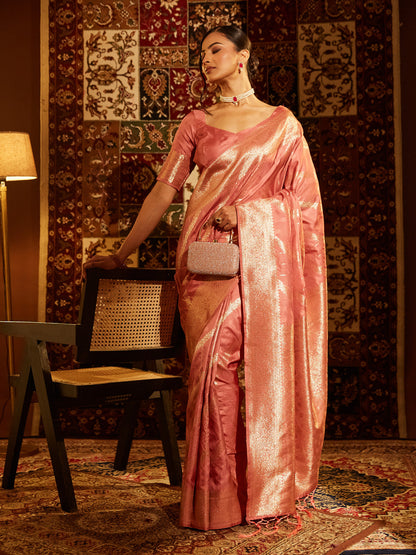 Dhiyona KS Women's Woven Design Zari Banarasi Saree