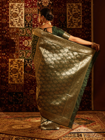 Dhiyona KS Women's Woven Design Ethnic Motifs Zari Banarasi Saree