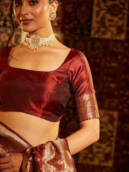 Dhiyona KS Women's Woven Design Zari Banarasi Saree