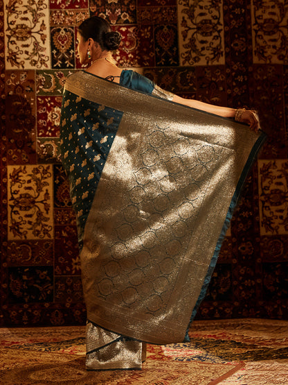 Dhiyona KS Women's Ethnic Motifs Woven Design Zari Banarasi Saree