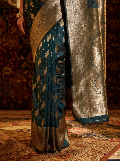 Dhiyona KS Women's Ethnic Motifs Woven Design Zari Banarasi Saree