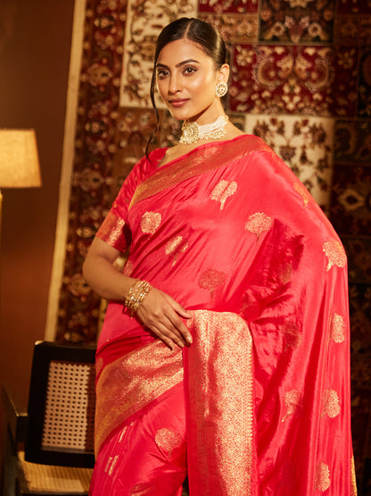 Dhiyona KS Women's Woven Design Zari Banarasi Saree