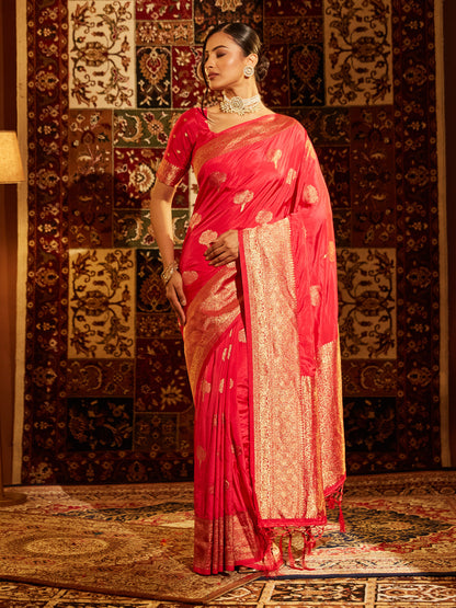 Dhiyona KS Women's Woven Design Zari Banarasi Saree