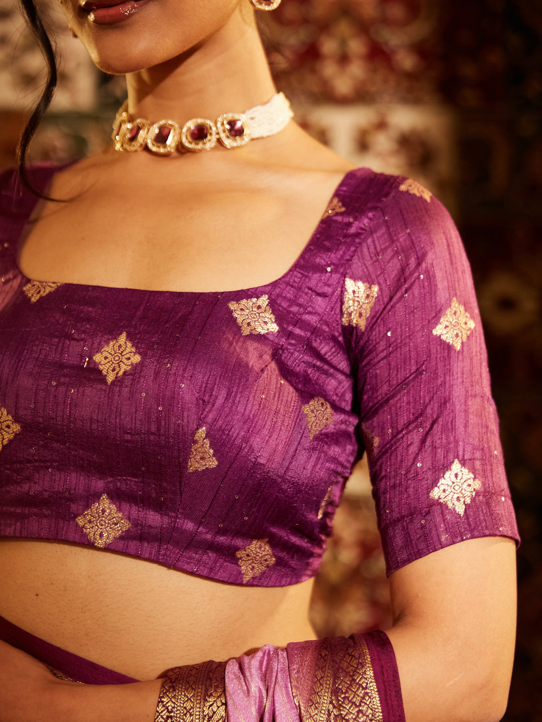 Dhiyona KS Women's Striped Zari Banarasi Saree