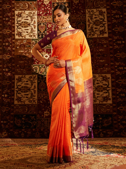 Dhiyona KS Women's Ethnic Motifs Zari Banarasi Saree