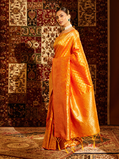 Dhiyona KS Women's Woven Design Ethnic Motifs Zari Banarasi Saree