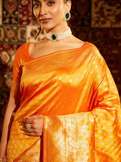 Dhiyona KS Women's Woven Design Ethnic Motifs Zari Banarasi Saree