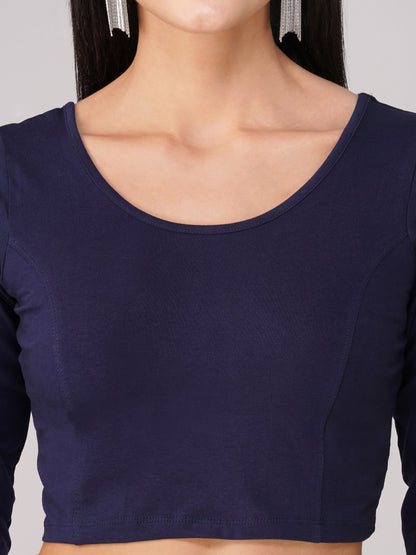 Dhiyona ST Women's ComfortEase 4-Way Stretch Blue Long Sleeve Blouse