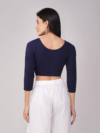 Dhiyona ST Women's ComfortEase 4-Way Stretch Blue Long Sleeve Blouse
