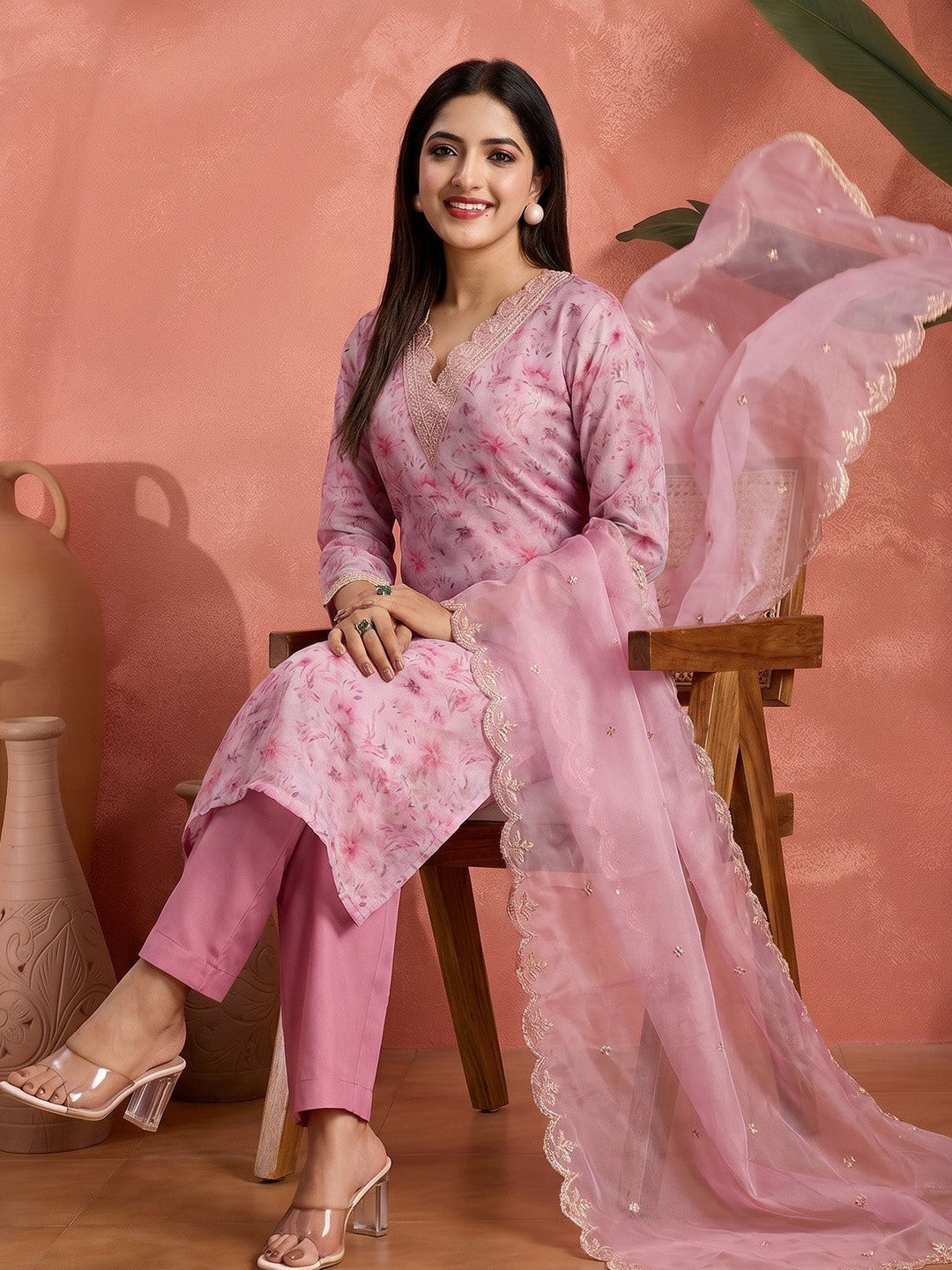 Embroidered Round Neck Kurta Sets